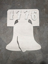 Load image into Gallery viewer, 19" x 15" Layered 1776 Liberty Bell Door Hanger Wood Cutout