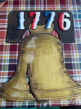 Load image into Gallery viewer, 19" x 15" Layered 1776 Liberty Bell Door Hanger Wood Cutout