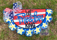 Load image into Gallery viewer, 20" x 10.5" Bunting Flag Door Hanger Wood Cutout