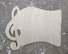 Load image into Gallery viewer, 19" x 15" Treble Clef with Music Sheet Door Hanger Wood Cutout