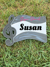 Load image into Gallery viewer, 19" x 15" Treble Clef with Music Sheet Door Hanger Wood Cutout