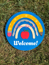 Load image into Gallery viewer, 19" Layered Back To School Rainbow Door Hanger Wood Cutout