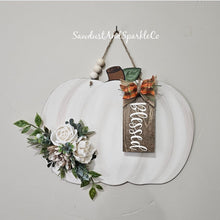 Load image into Gallery viewer, 15” Single Pumpkin With Lines Door Hanger Wood Cutout