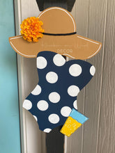 Load image into Gallery viewer, 19" x 15" Sunhat Swimsuit Tri Piece Door Hanger Wood Craft Blank
