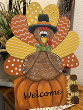 Load image into Gallery viewer, 19" Turkey with Sign Door Hanger Wood Cutout