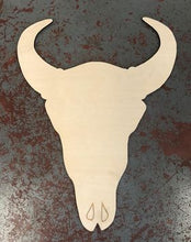 Load image into Gallery viewer, 22" x 16.5" Cow/Bull Skull Door Hanger Wood Cutout