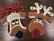 Load image into Gallery viewer, 17.5" Reindeer Rudolph Door Hanger Wood Cutout