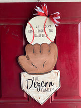 Load image into Gallery viewer, 21” Baseball or Softball Tri Piece Wood Door Hanger Cut Out