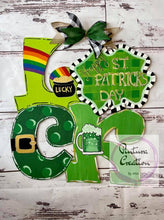 Load image into Gallery viewer, 19” LUCK With Clover Door Hanger Wood Craft Blank