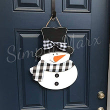 Load image into Gallery viewer, 19” Layered Snowman Door Hanger Wood Cutout