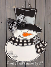 Load image into Gallery viewer, 19” Layered Snowman Door Hanger Wood Cutout