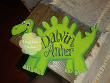 Load image into Gallery viewer, 15” Dinosaur Door Hanger Wood Cutout