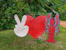Load image into Gallery viewer, 22” x 13” Peace Love Crawfish Door Hanger Wood Craft Blank