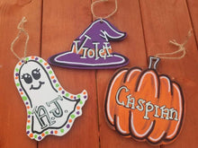 Load image into Gallery viewer, 5" Halloween Pumpkin Bucket Tag Wood Cutout