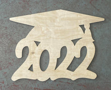 Load image into Gallery viewer, 19" 2022 Grad Cap Door Hanger Wood Cutouts