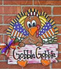 Load image into Gallery viewer, 19" x 17" Turkey With Wood Plank Door Hanger Wood Cutout