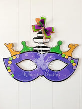 Load image into Gallery viewer, 24" x 17" Mardi Gras Mask Door Hanger Wood Craft Blank