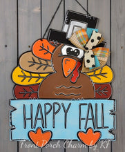 Load image into Gallery viewer, 20" x 15" Pilgrim Turkey With Wood Plank Door Hanger Wood Cutout