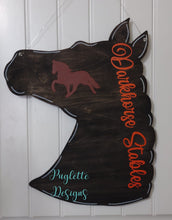Load image into Gallery viewer, 20" x 19.5" Horse Head Door Hanger Wood Cutout
