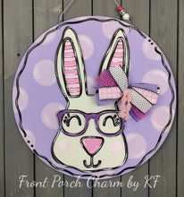 Load image into Gallery viewer, 17" x 9" Bunny Head With Glasses Set Door Hanger Wood Craft Blanks