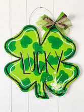 Load image into Gallery viewer, 19” x 18” Four Leaf Clover Door Hanger Wood Craft Blank