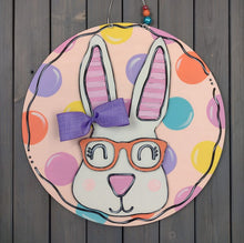 Load image into Gallery viewer, 17" x 9" Bunny Head With Glasses Set Door Hanger Wood Craft Blanks