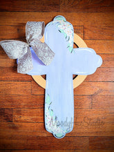 Load image into Gallery viewer, 11” Circle Cross Door Hanger Wood Craft Blank