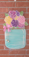 Load image into Gallery viewer, 22” x 14” Chunky Mason With Flowers Door Hanger Wood Craft Blank