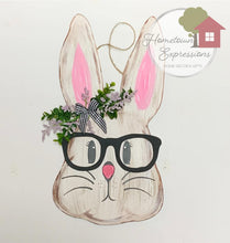Load image into Gallery viewer, 17" x 9" Bunny Head With Glasses Set Door Hanger Wood Craft Blanks