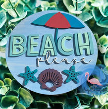 Load image into Gallery viewer, 15” Layered Beach Please Door Hanger Wood Craft Blank