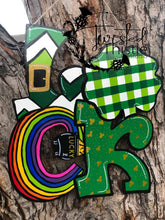 Load image into Gallery viewer, 19” LUCK With Clover Door Hanger Wood Craft Blank