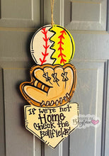 Load image into Gallery viewer, 21” Baseball or Softball Tri Piece Wood Door Hanger Cut Out