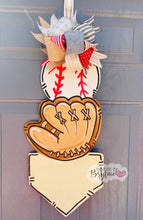 Load image into Gallery viewer, 21” Baseball or Softball Tri Piece Wood Door Hanger Cut Out