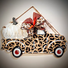 Load image into Gallery viewer, 19" Pumpkin Truck WITH LINES Door Hanger Wood Craft Blank