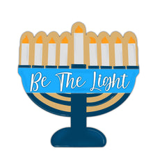 Load image into Gallery viewer, 19" x 17.5" Menorah with Candles Door Hanger Wood Cutout