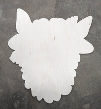 Load image into Gallery viewer, 18" x 17" Fluffy Highland Cow Door Hanger Wood Cutout