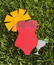 Load image into Gallery viewer, 19" x 16" Margarita Swimsuit Tri Piece Door Hanger Wood Craft Blank