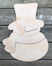 Load image into Gallery viewer, 19” Layered Snowman Door Hanger Wood Cutout
