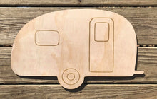Load image into Gallery viewer, 19" Camper WITH LINES Door Hanger Wood Craft Blank
