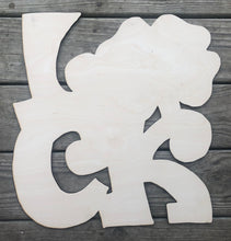 Load image into Gallery viewer, 19” LUCK With Clover Door Hanger Wood Craft Blank