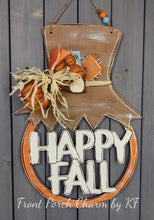 Load image into Gallery viewer, 19” x 13.5” Happy Fall Scarecrow Door Hanger Wood Cutout