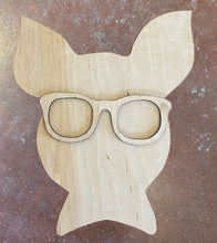 Load image into Gallery viewer, 14” x 11” Pig Head With Glasses Set Door Hanger Wood Cutout