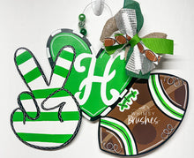 Load image into Gallery viewer, 19" x 13" NEW Peace Love Football Door Hanger Wood Cutout