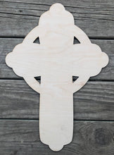 Load image into Gallery viewer, 11” Circle Cross Door Hanger Wood Craft Blank