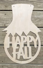 Load image into Gallery viewer, 19” x 13.5” Happy Fall Scarecrow Door Hanger Wood Cutout