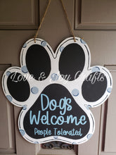 Load image into Gallery viewer, 15” Custom Name Paw Print WITH LINES Door Hanger Wood Craft Blank
