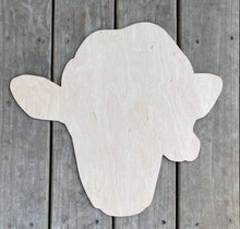 Load image into Gallery viewer, 19" x 17" Cow Head With Santa Hat Door Hanger Wood Cutouts