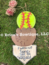 Load image into Gallery viewer, 21” Baseball or Softball Tri Piece Wood Door Hanger Cut Out