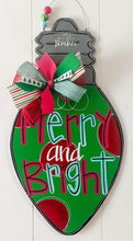 Load image into Gallery viewer, 20” x 11.5” Christmas Light Bulb Door Hanger Wood Craft Blank