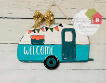 Load image into Gallery viewer, 19" Camper WITH LINES Door Hanger Wood Craft Blank